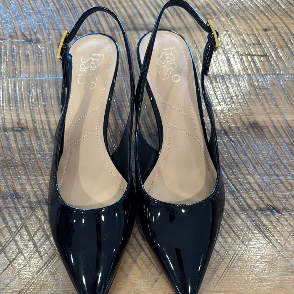 Franco Sarto Black Patent Leather Heels